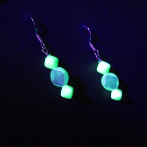 Uranium glass bead earrings